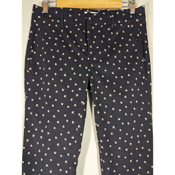 MNG Suit Navy Floral Chino Ankle Pants Women Size 4 - Picture 3 of 8